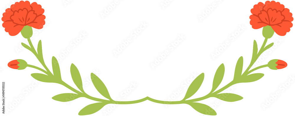 Naklejka premium Carnation Wreath Border