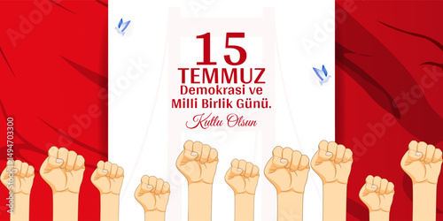 Vector illustration of Turkey Democracy and National Unity Day social media template