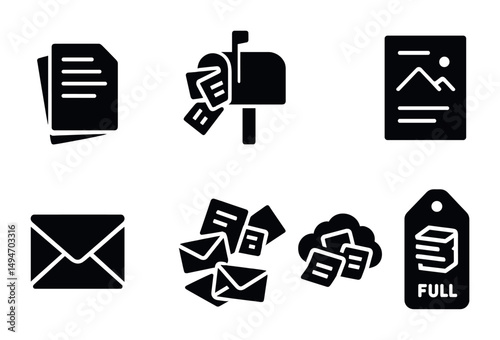 Communication and information icons for mail and newsletter design