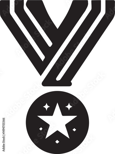  Military-style Medal Bar on top with ribbon and hanging medal.symbol of achievement, showcasing the iconic circular medallion with star, symbolizing dedication and rewarding great service.