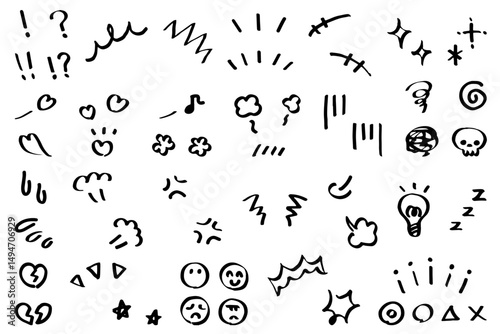 手書きの感情のアイコンセット
