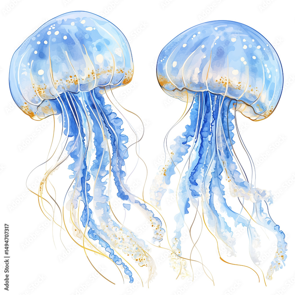 Fototapeta premium jellyfish on blue background