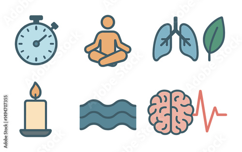 Health and wellness linear icons set – fitness, mindfulness, lifestyle symbols