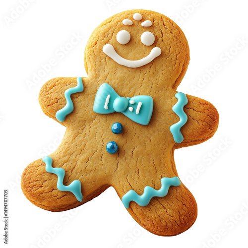 Gingerbread man cookie festive holiday treat christmas baked goods design isolated on  transparent  background 