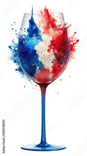 Red White Blue Wine Glass Splash