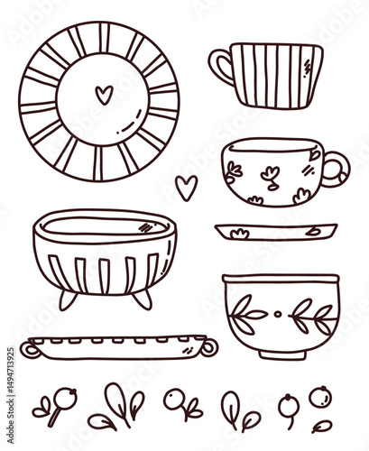 set with ceramic dishes
