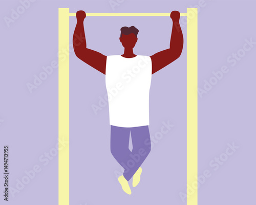 African american man with black skin, exercises
