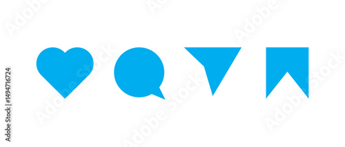 Icons like comment, share, save, like media button. 
 Social media interface icon. Social media icon.