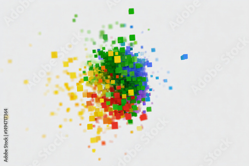 a colorful apple is surrounded by many squares