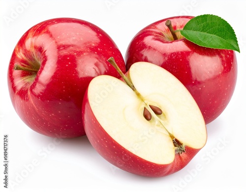 A fresh red Envy apple isolated on a clean white background, shown with a clipping path for easy use in design and editing.