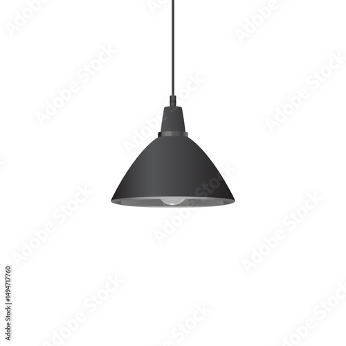 Vector realistic illustration of a ceiling lamp with a black lampshade.