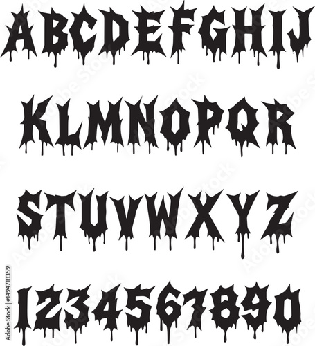Gothic Blood Bleeding  typography font lettering ABC cartoon vector text