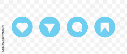 Like, comment, share icon buttons and Thumbs up and love heart flat icon , Social media notification icons. emoji post reactions - Add to favorite icon set. Vector illustration