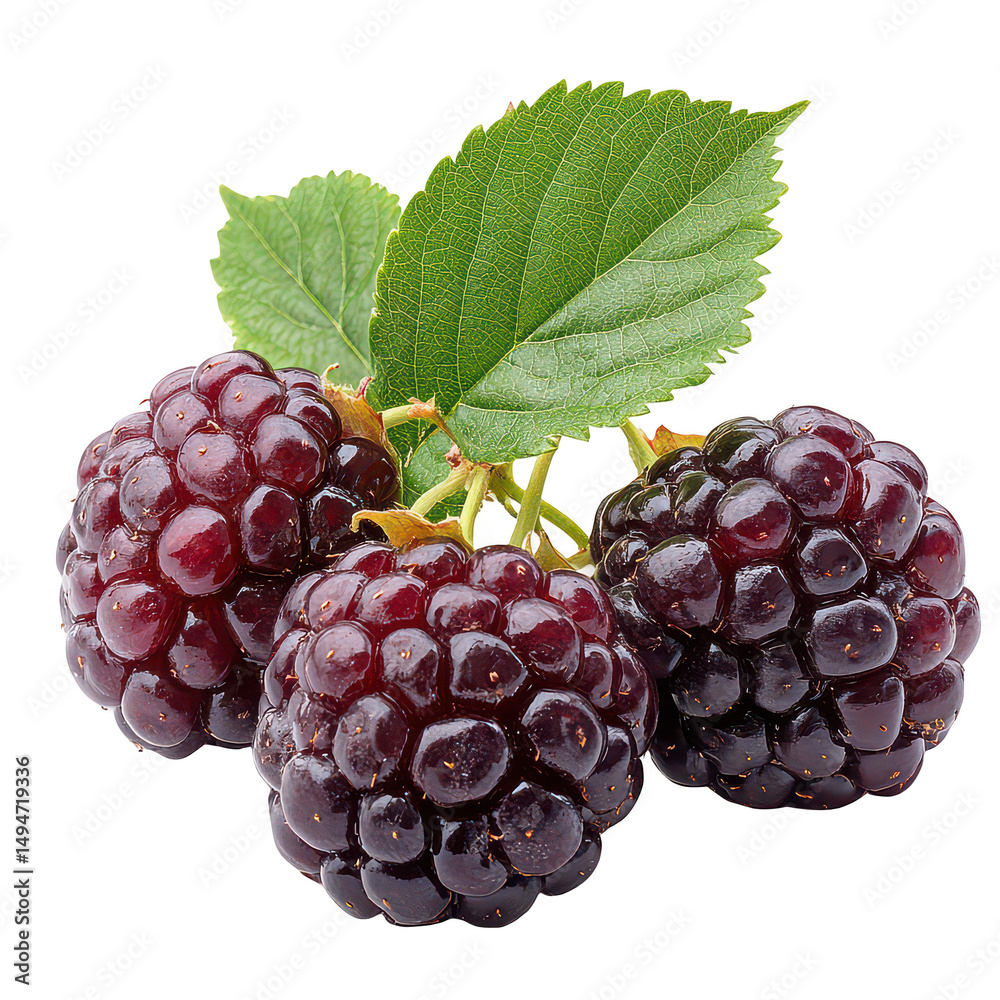 Fototapeta premium Fresh Blackberries on Transparent Background