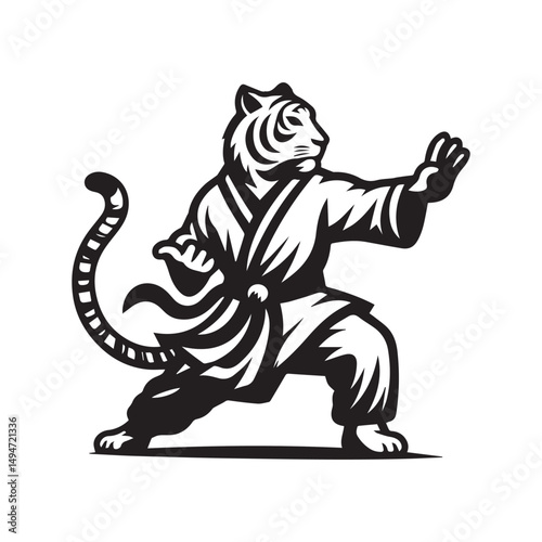 Wild Kungfu Tiger Emblem – Sport Style Animal Logo Vector