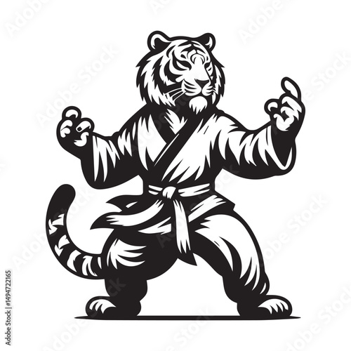 Wild Kungfu Tiger Emblem – Sport Style Animal Logo Vector