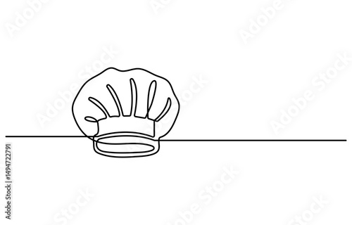 Chef Hat Web Banner with Continuous Line Icon
