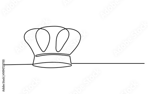 Chef Hat Web Banner with Continuous Line Icon