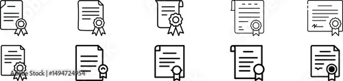 Certificate Icon with Ribbon and Law Symbol Representing Official Regulatory Compliance, Certified Legal Document, Government Approval, Authorized Licensing, Legal Certification, Lawful Agreement