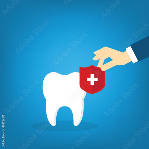 Dental insurance covering healthcare and medical cost, tooth protection or dental care concept	