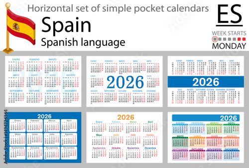 Spanish horizontal Set of pocket calendars for 2026