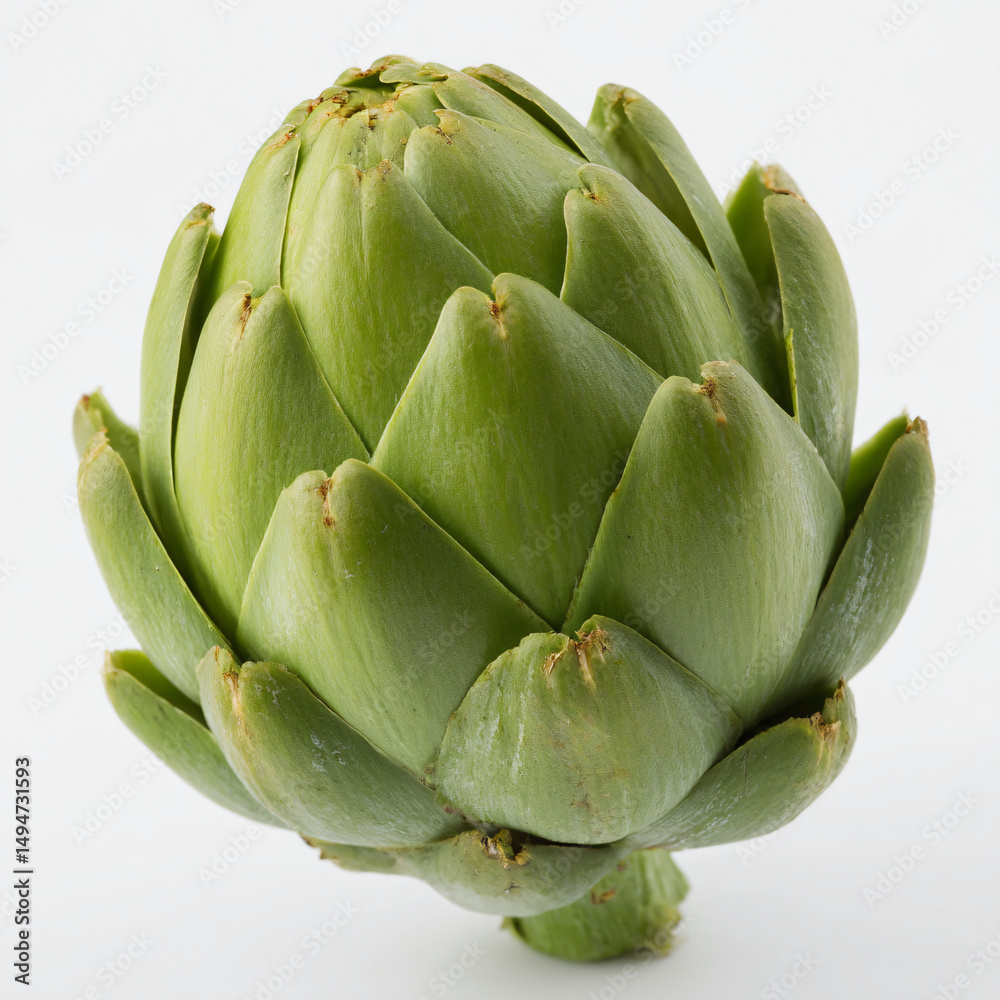 Fototapeta premium a close up of a green artichoke on a white surface