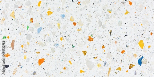 Colorful Terrazzo Texture Background White Design Pattern Wall Tile Stone Chips Floor Style Retro