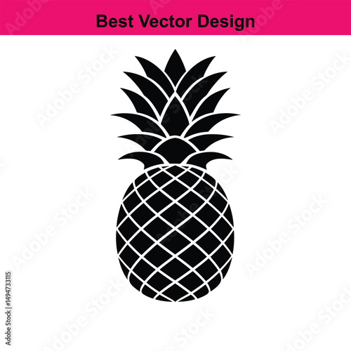 Black and white pineapple icon tropical fruit design element