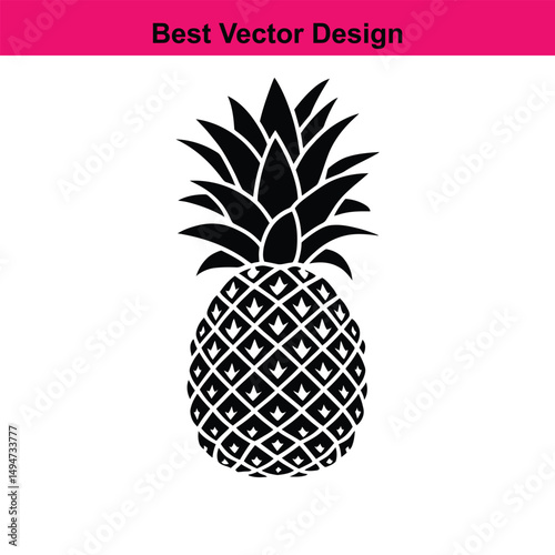 Black and white pineapple icon tropical fruit design element