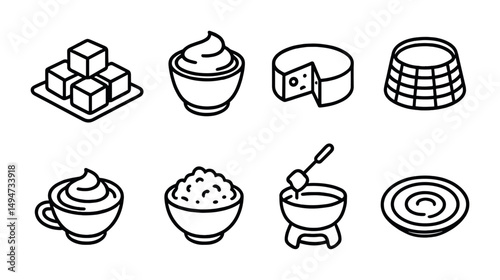 Food and cooking icons set – outline, culinary, kitchen and dining symbols