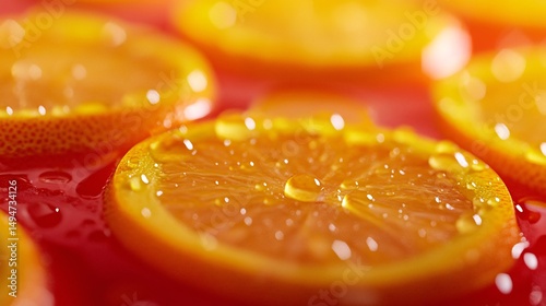 Juicy Orange Slices in Red Liquid Vibrant Citrus Fruit Refreshing Summer Drink Food Photography