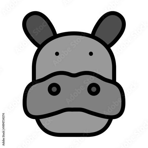 Hippo Vector Filled Icon Design