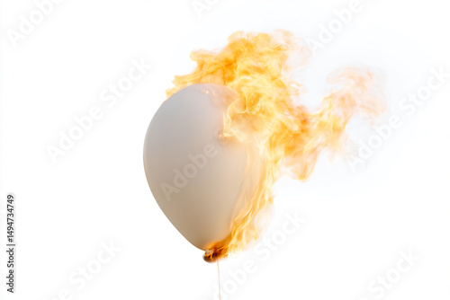 a white balloon with a fire on it