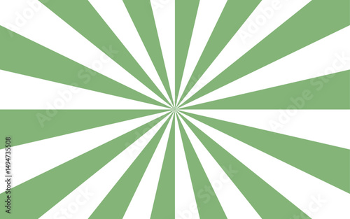 Abstract contrast radial burst pattern featuring alternating green and white twisted rays. Radiate symmetrically  central vanishing point with  hypnotic, spiraling motion effect.