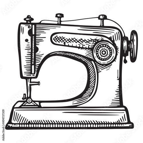 Vintage sewing machine vector illustration on a white background