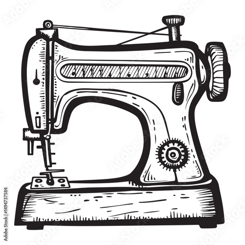Vintage sewing machine vector illustration on a white background