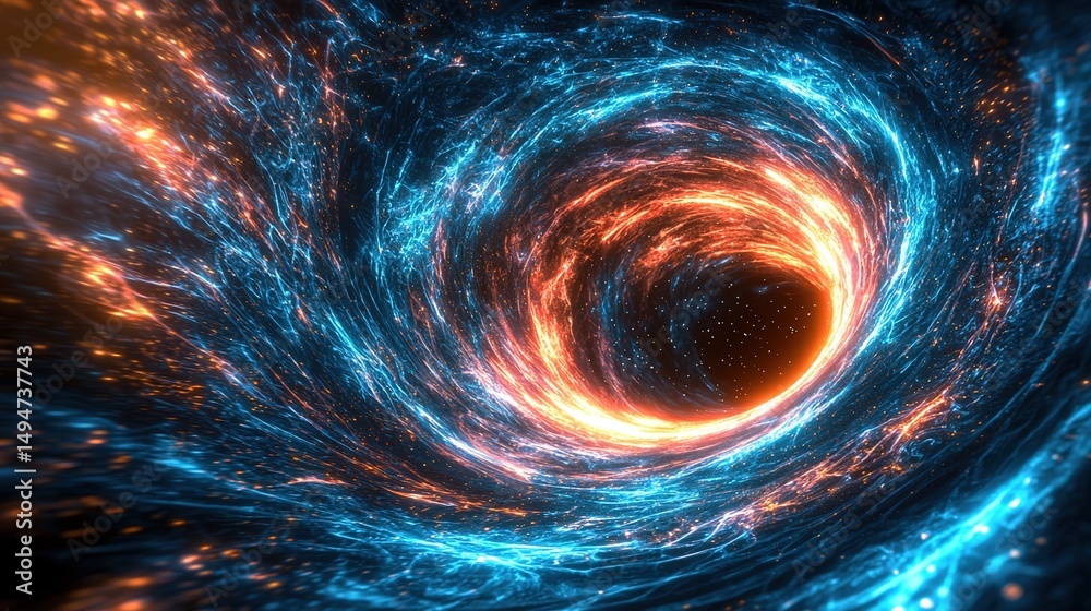 Obraz premium Cosmic vortex with swirling particles in space. Generative Ai