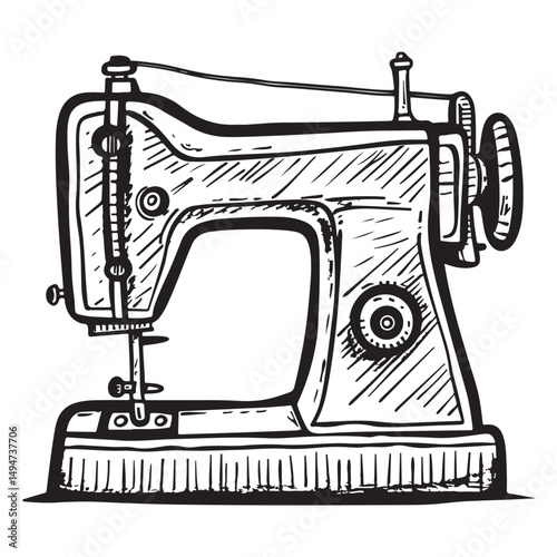 Vintage sewing machine vector illustration on a white background