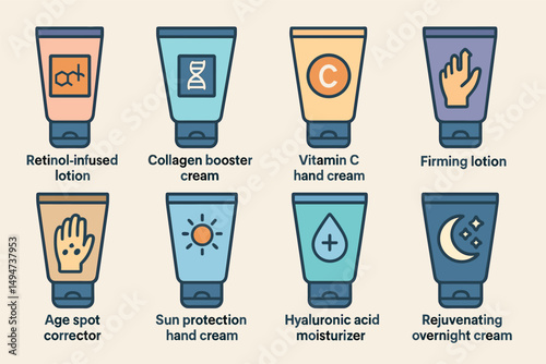 Skincare and beauty flat icons set – outline, cosmetic, self-care symbols