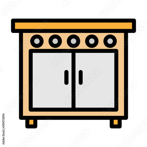 Kitchen Oven Vector Filled Icon Design