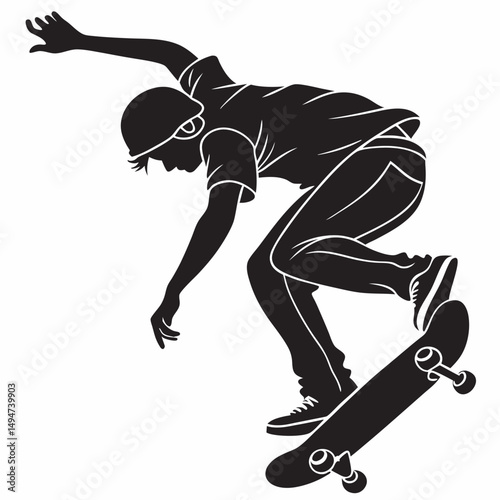 skateboarder silhouette vector