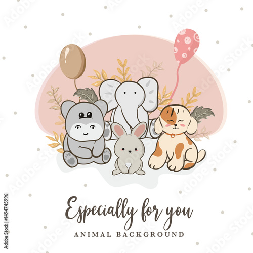 cute animal template background illustration