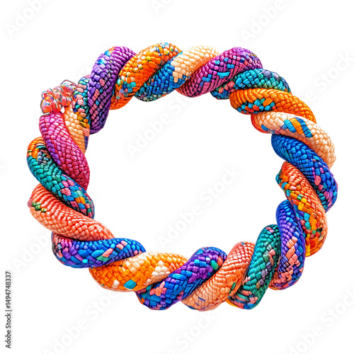 Vibrant Woven Anklet with Chunky Interlaced Strands Isolated on Transparent Background