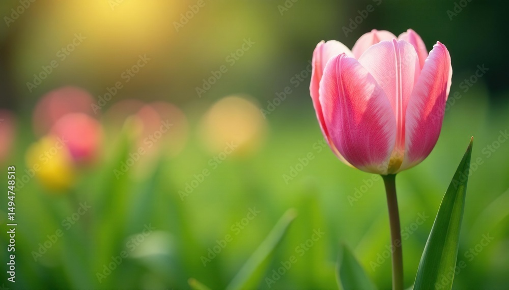 Delicate pastel tulip, nestled in spring grass , color, bunny Delicate pastel tulip, nestled in spring grass , color, bunny