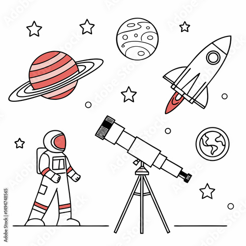 vector illustration of space rocket