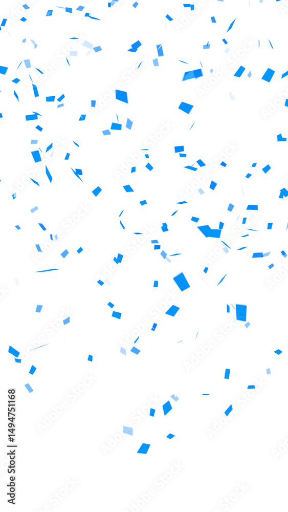 Obraz premium blue and white confetti rain isolated on transparent background ,png celebration and black friday big sale shopping vertical social media design element 
