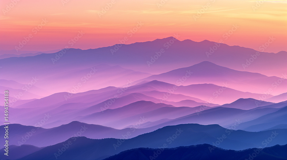 Obraz premium Golden sunset over a serene landscape, warm light through clouds, orange and purple hues blending in harmony