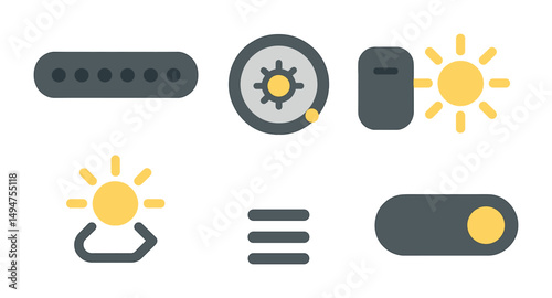 Smart home automation flat icons set – technology, controls, connected devices symbols
