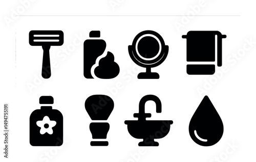 Personal care icon set for bathroom and grooming designs