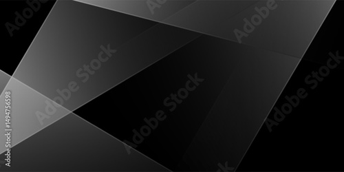 3D black techno abstract background overlap layer on dark space with blue light lines effect decoration. Graphic design element with polygonal cutout style concept for flyer, card, or brochure cover